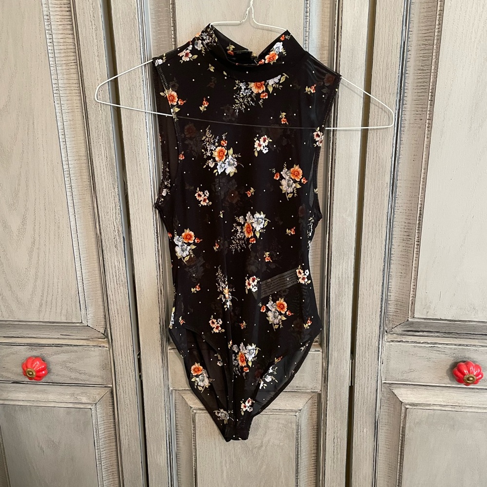 Mesh floral bodysuit